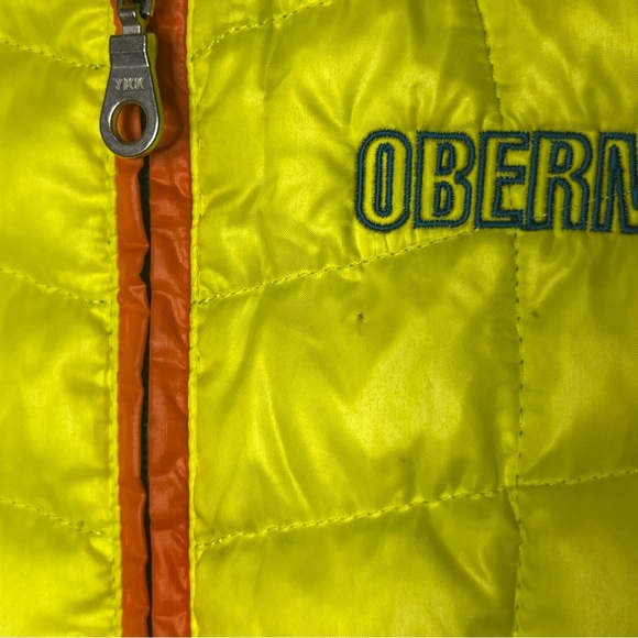 Obermeyer Hooded Down Puffer Vest Small Yellow Full Zip Outdoor Pockets Hiking - Picture 5 of 15
